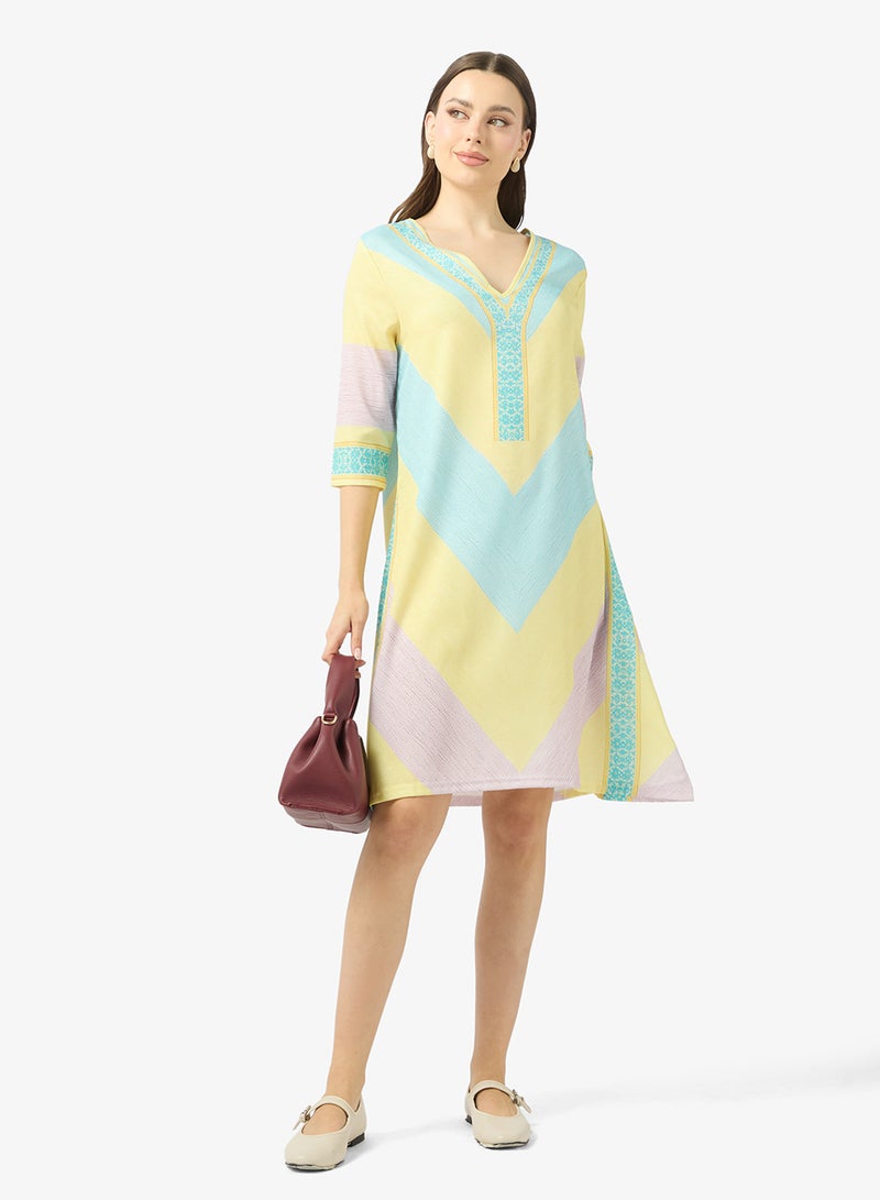 Ginger V Neck Stripe Kaftan Beach Dress - Image 4